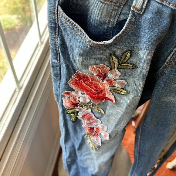 Machine Jean embroidered overalls size small 27 - Picture 3 of 9